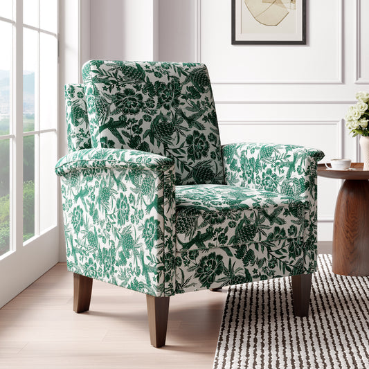 Modern Floral Accent Chair- Double-Layer High Back