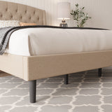 Linen Wingback Upholstered Bed Frame