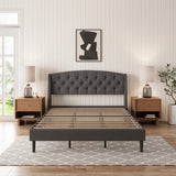 Linen Wingback Upholstered Bed Frame