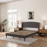 Linen Wingback Upholstered Bed Frame