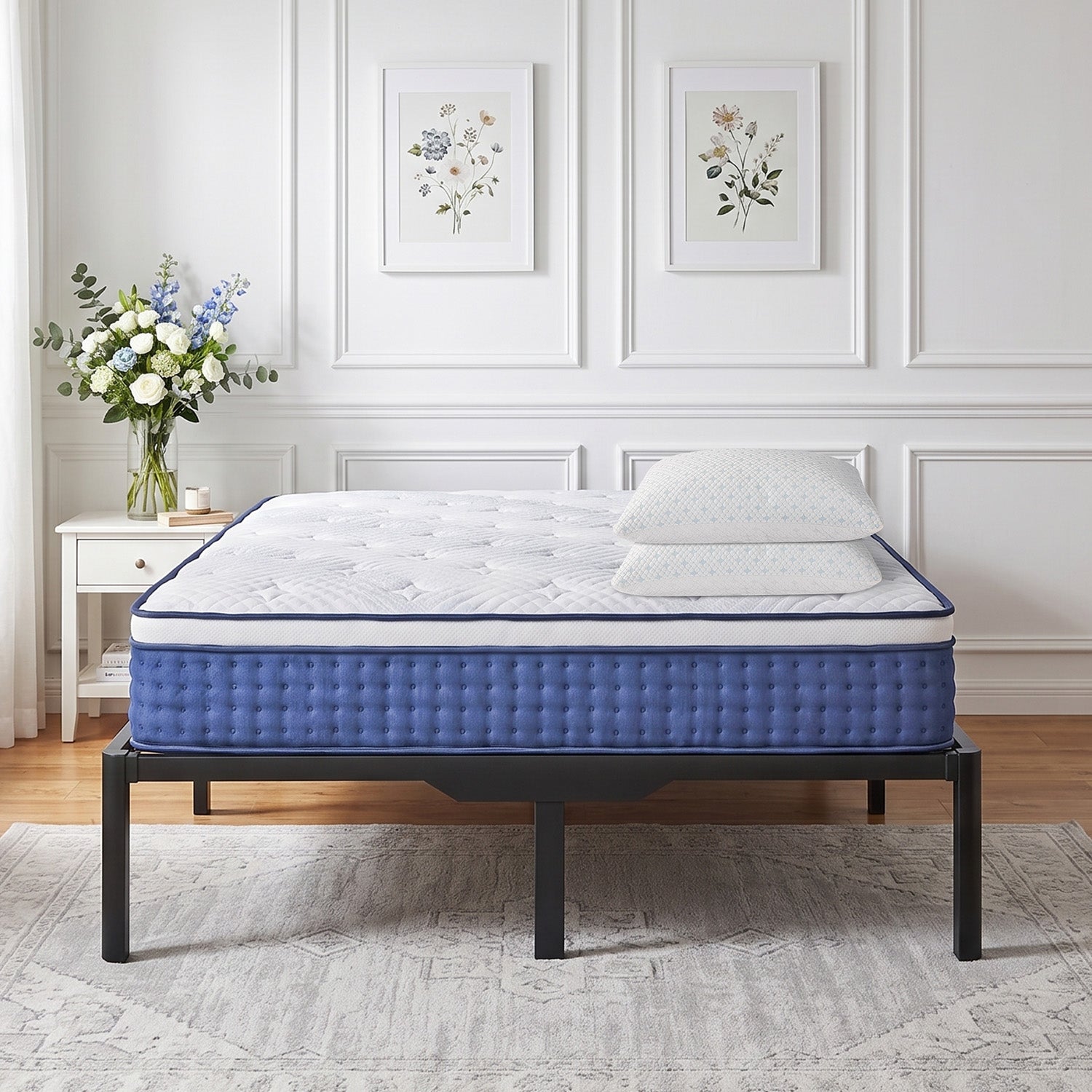 BlueWave hybrid mattress bedroom setup