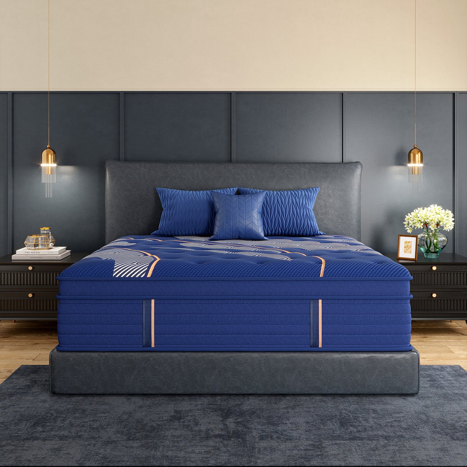 marine blue luxe hybrid mattress