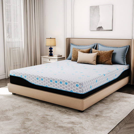 10"Charcoal Hexagonal Pattern Memory Foam Mattress