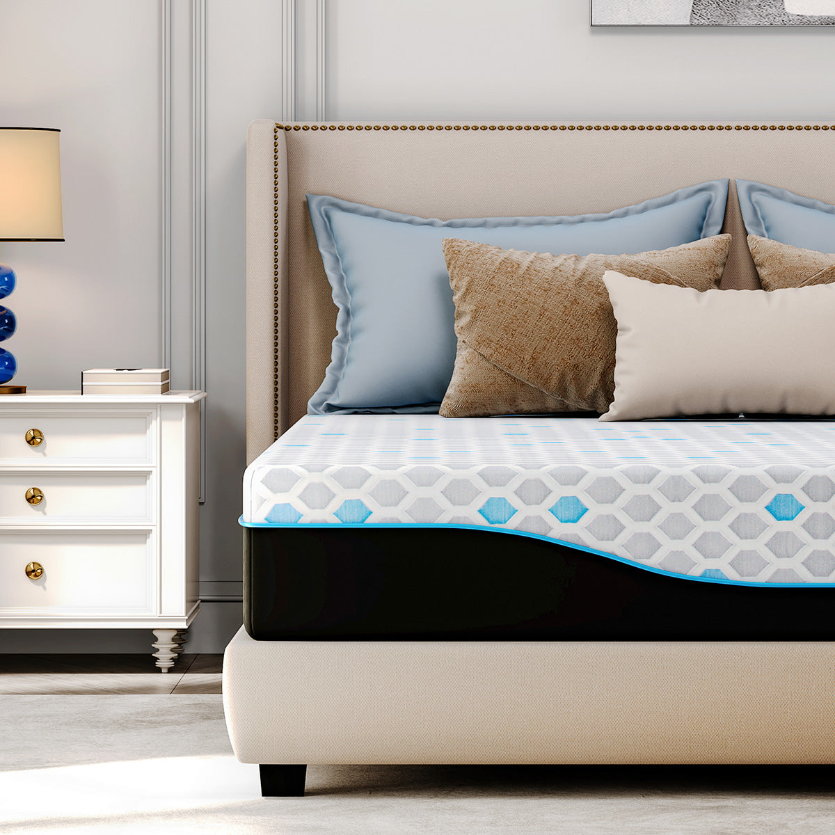 10"Charcoal Hexagonal Pattern Memory Foam Mattress