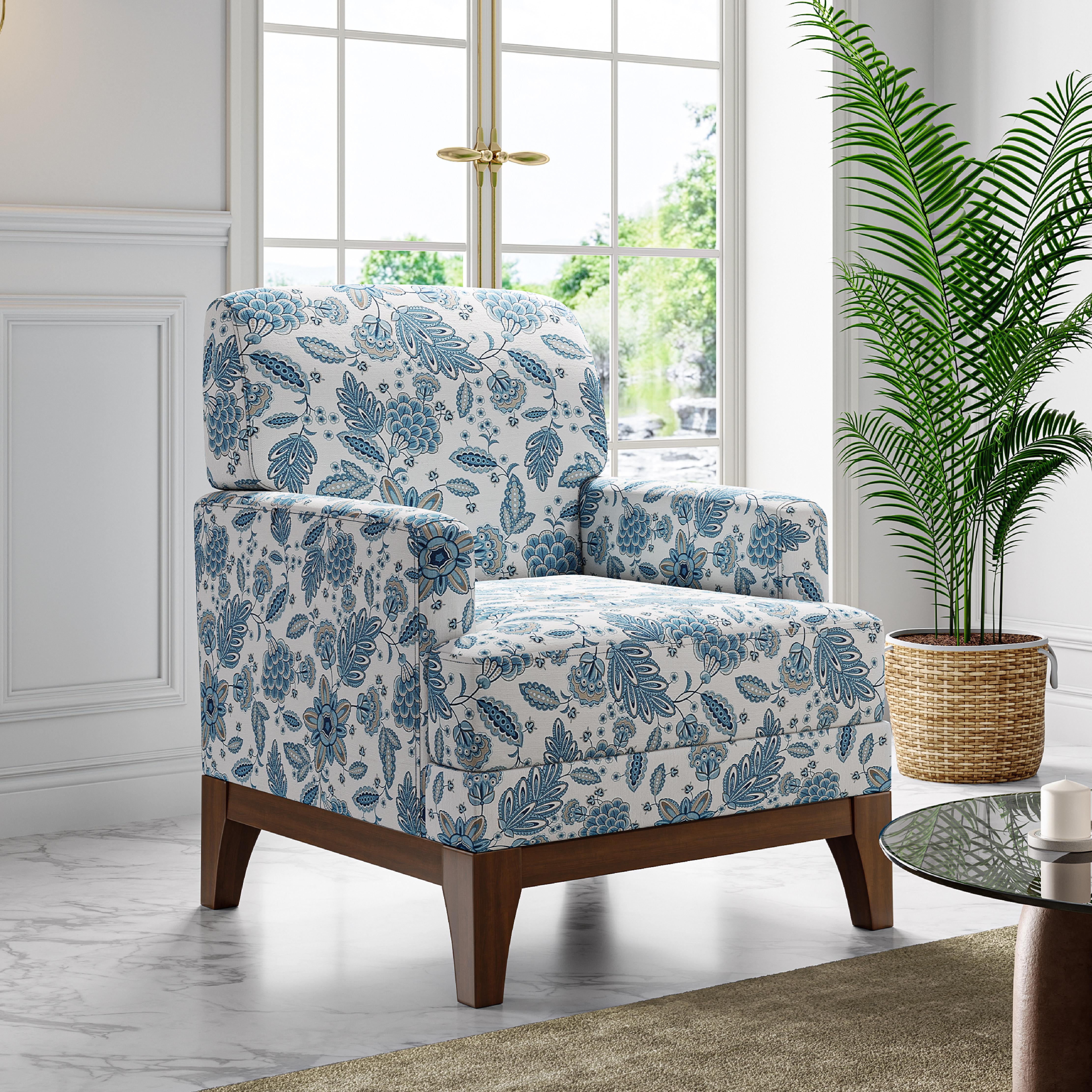 Modern Floral Accent Chair - Standard Back