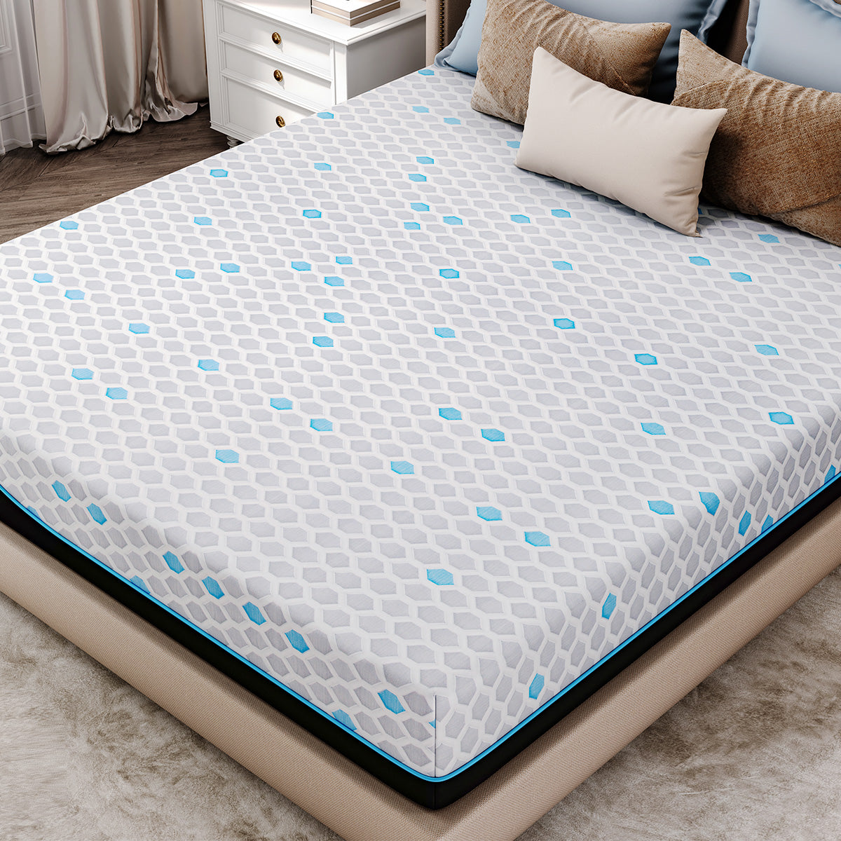 10"Charcoal Hexagonal Pattern Memory Foam Mattress