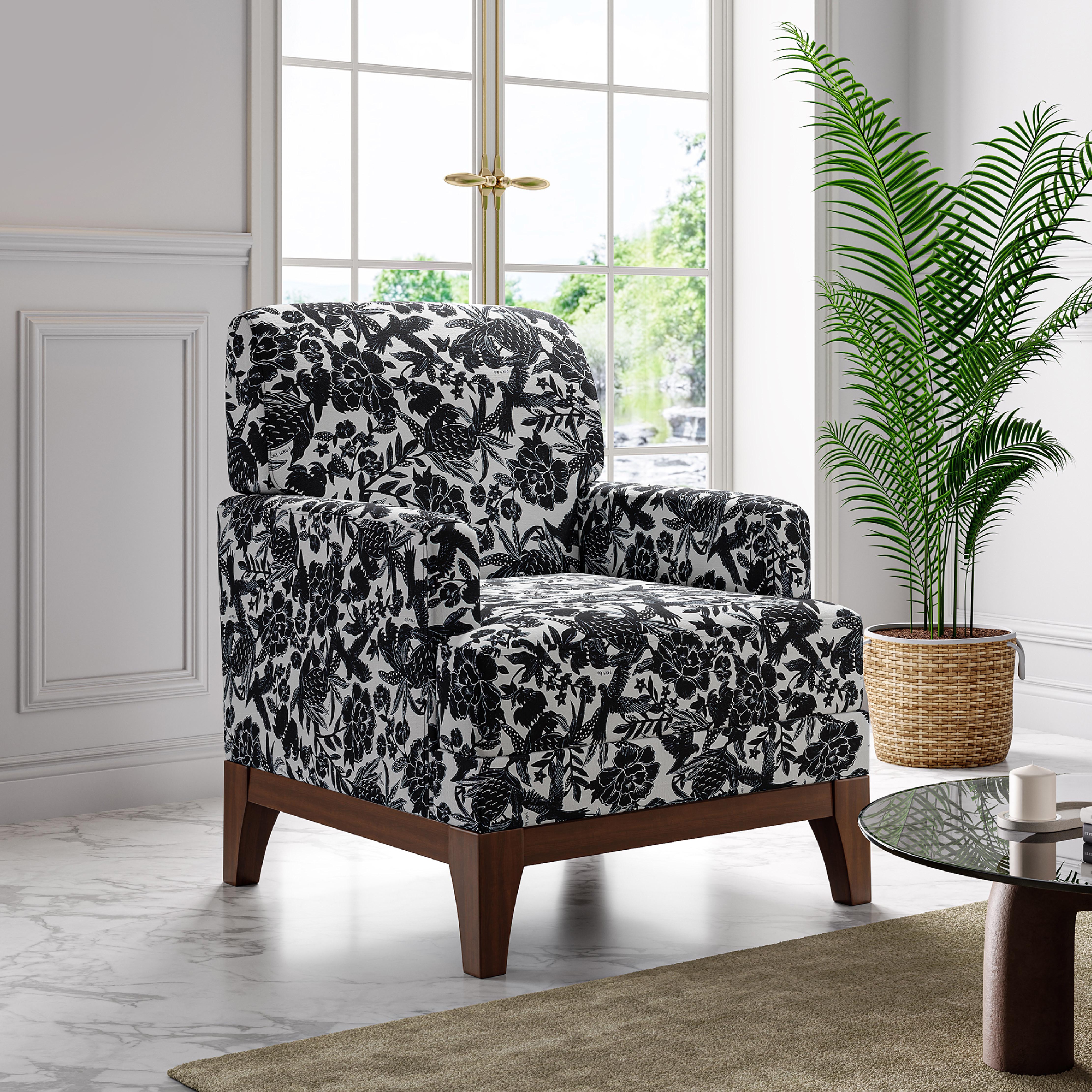 Modern Floral Accent Chair - Standard Back