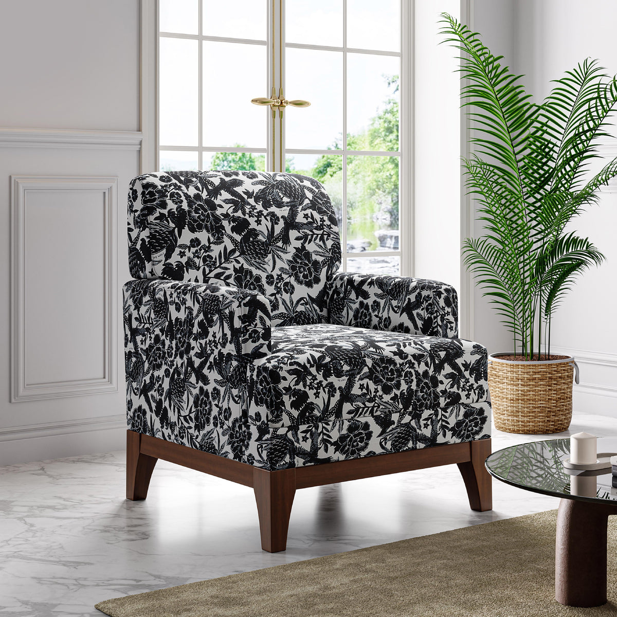 Modern Floral Accent Chair - Standard Back