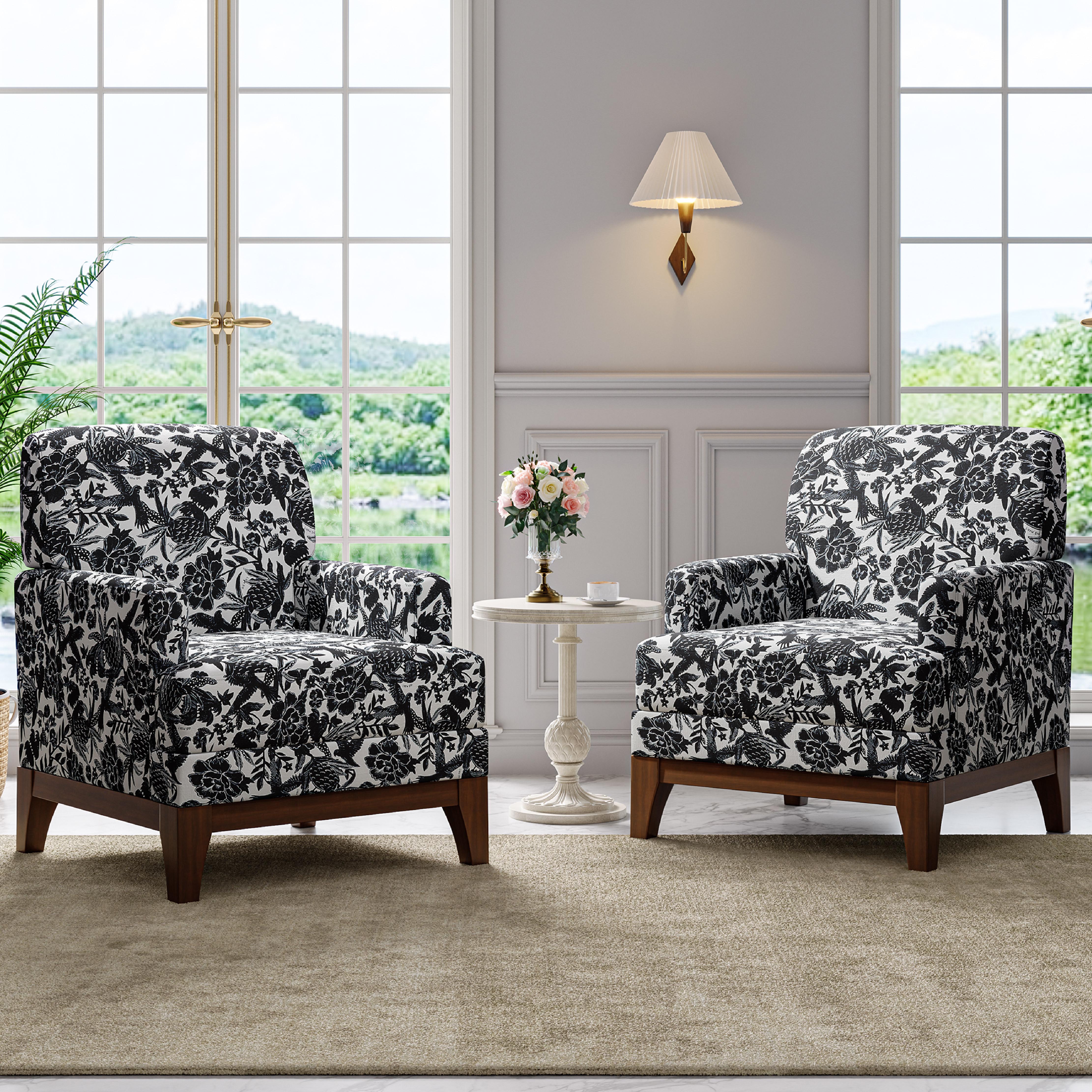 Modern Floral Accent Chair - Standard Back