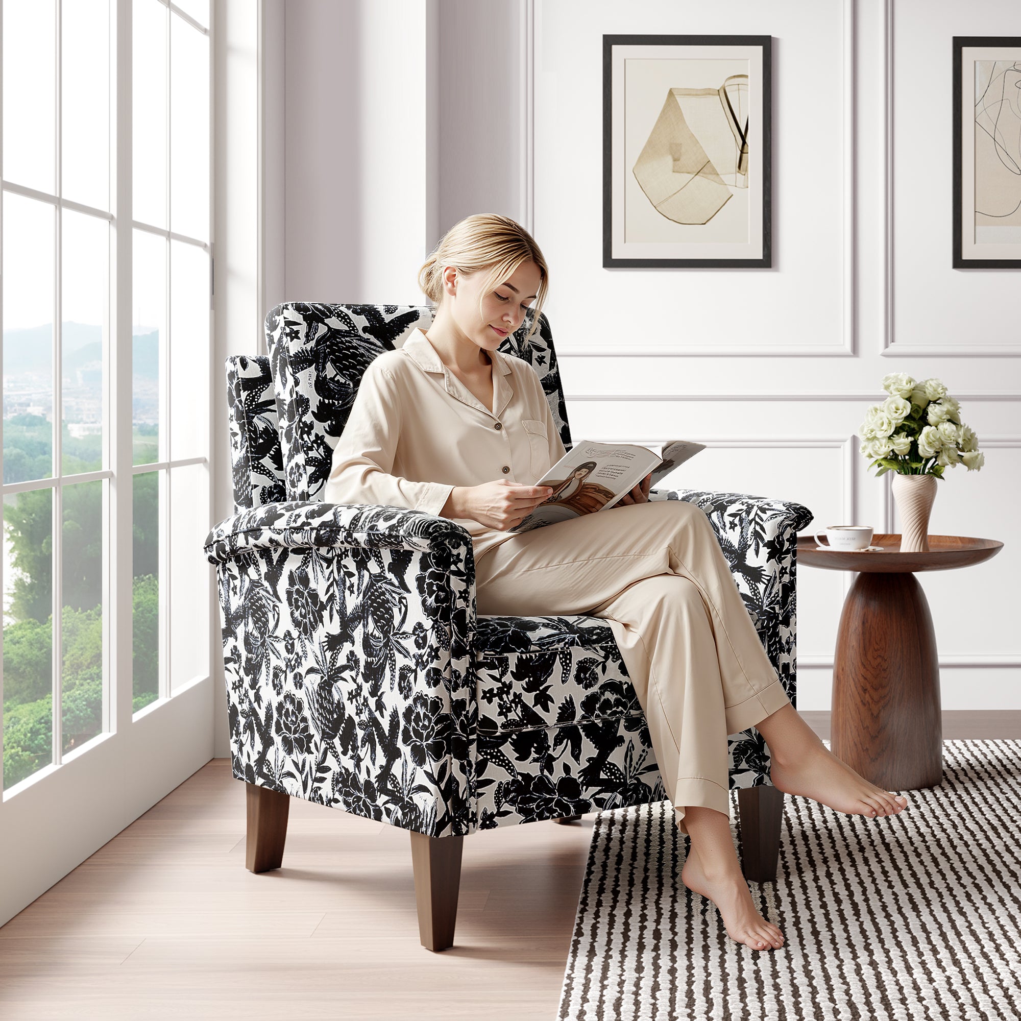 Modern Floral Accent Chair