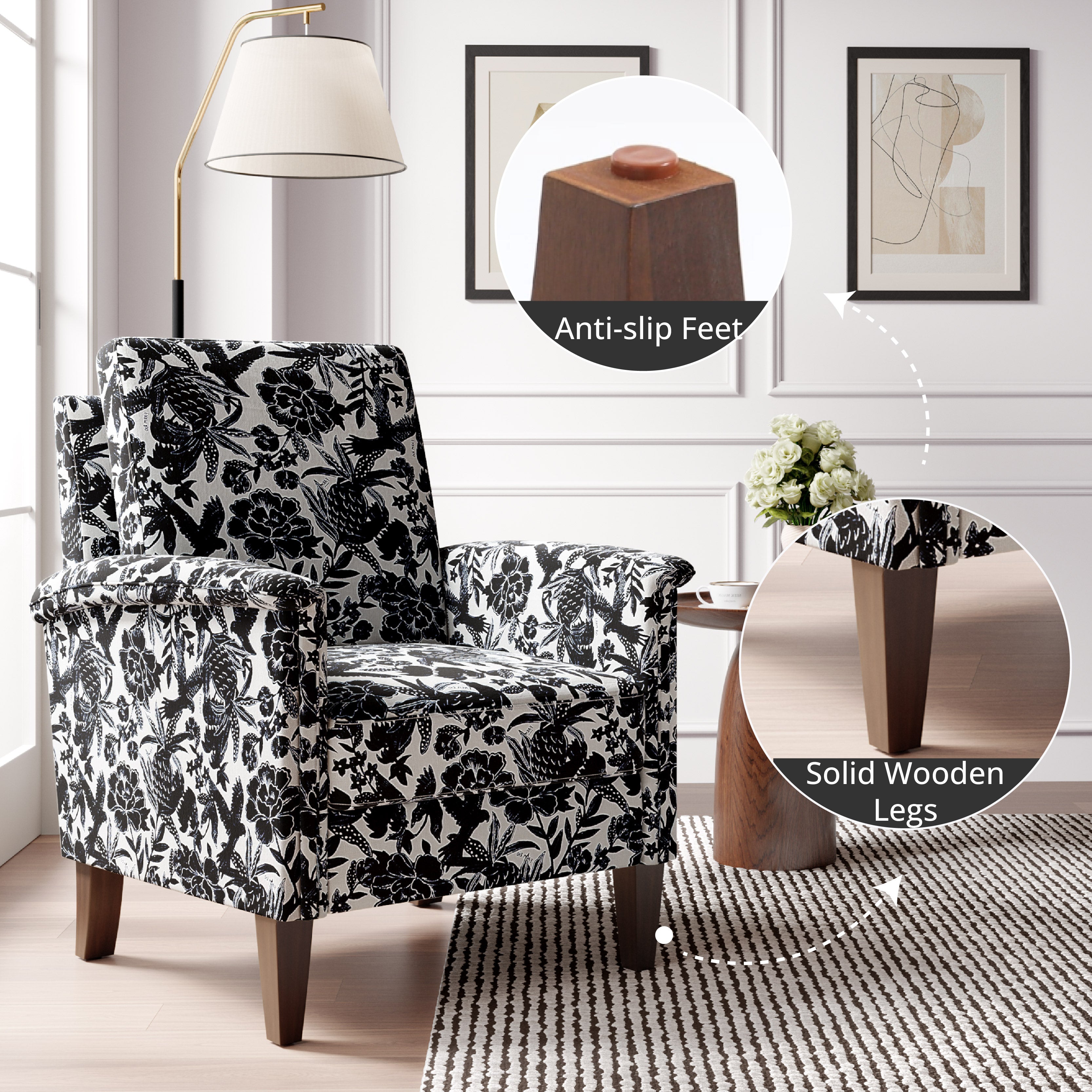 Modern Floral Accent Chair