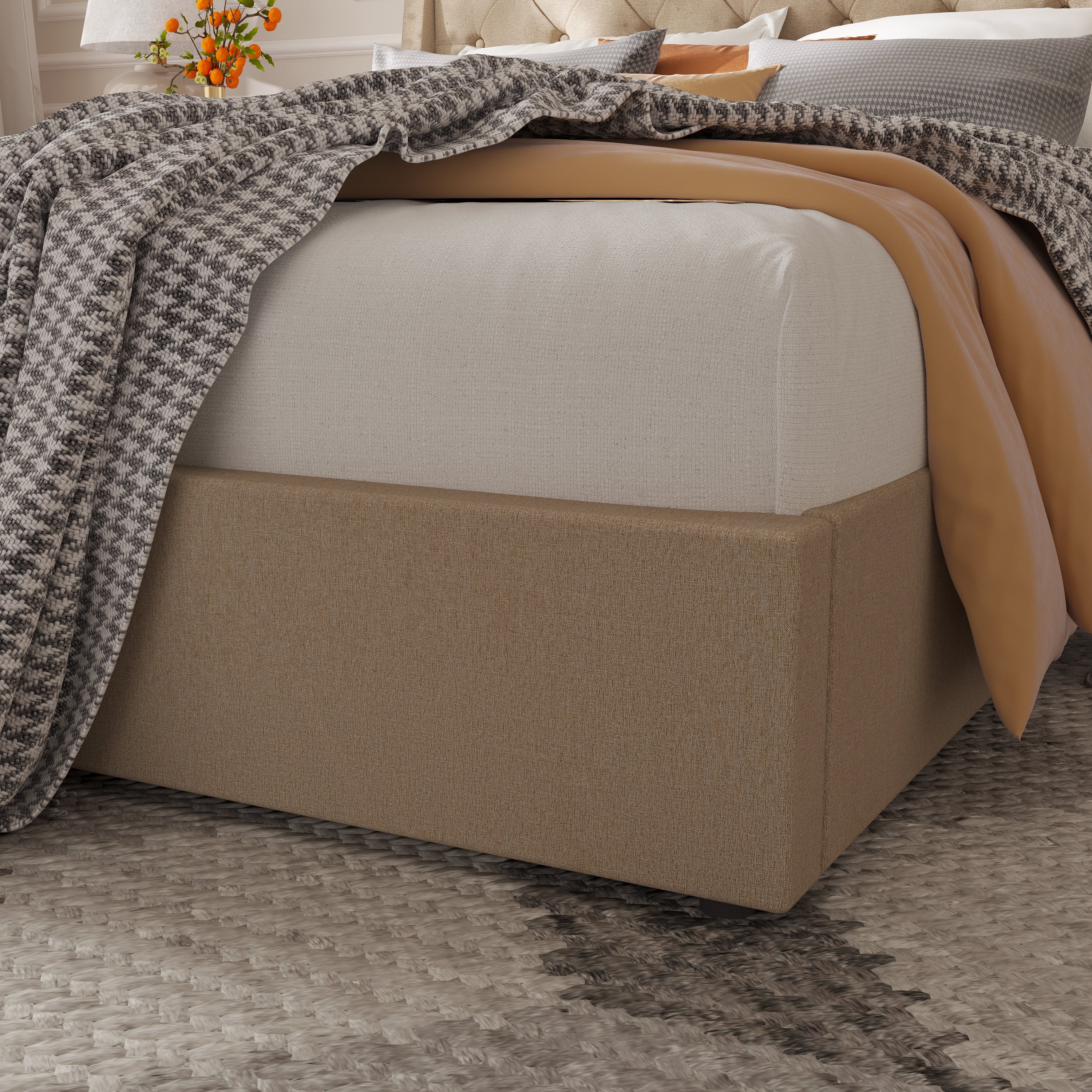 Wingback Lift-Up Storage Upholstered Bed Frame